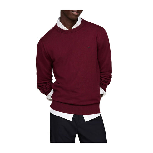 Tommy Hilfiger Pullover Maglia Uomo a girocollo in cotone Bordeau A24 - TOMMY HILFIGERMW28046 - VLP - S - Francavilla Moda