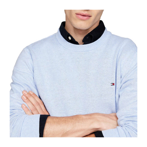 Tommy Hilfiger Pullover Maglia Uomo a girocollo in cotone Celeste - Francavilla Moda