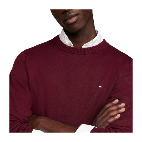Tommy Hilfiger Pullover Maglia Uomo a girocollo in cotone Bordeau A24 - TOMMY HILFIGERMW28046 - VLP - S - Francavilla Moda