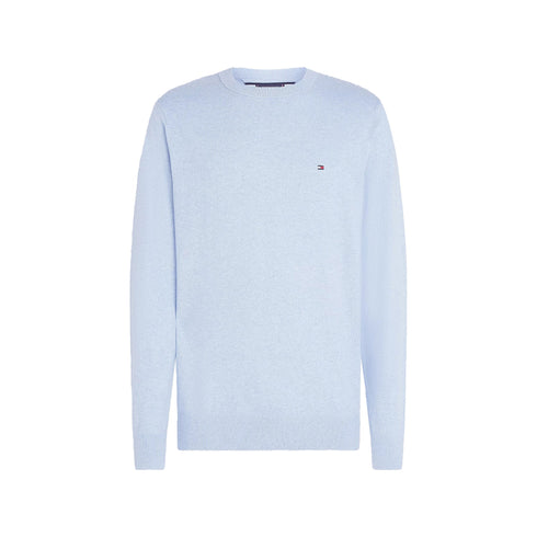 Tommy Hilfiger Pullover Maglia Uomo a girocollo in cotone Celeste - Francavilla Moda