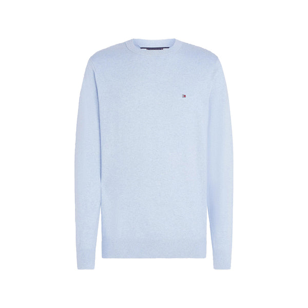 Tommy Hilfiger Pullover Maglia Uomo a girocollo in cotone Celeste - Francavilla Moda