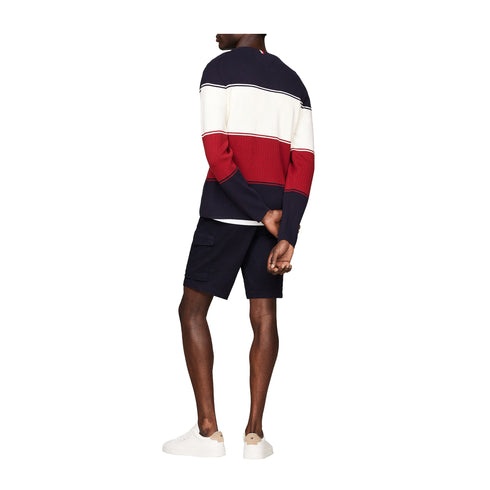 Tommy Hilfiger Pullover Maglia Uomo Colourblock Crew Blu rosso - Francavilla Moda