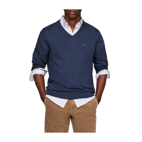 Tommy Hilfiger Pullover Maglia Uomo con scollo a V Indaco A24 - TOMMY HILFIGERMW28047 - DVI - M - Francavilla Moda