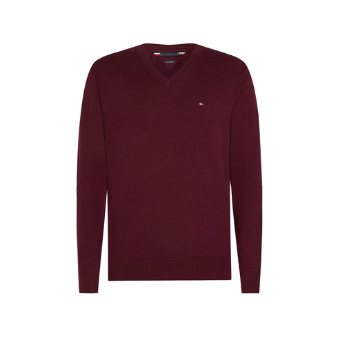 Tommy Hilfiger Pullover Maglia Uomo con scollo a V Bordeaux A24 - TOMMY HILFIGERMW28047 - VLP - M - Francavilla Moda