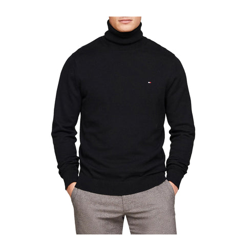 Tommy Hilfiger Pullover Maglia Uomo dolcevita a tinta unita Nero - Francavilla Moda