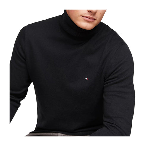Tommy Hilfiger Pullover Maglia Uomo dolcevita a tinta unita Nero - Francavilla Moda