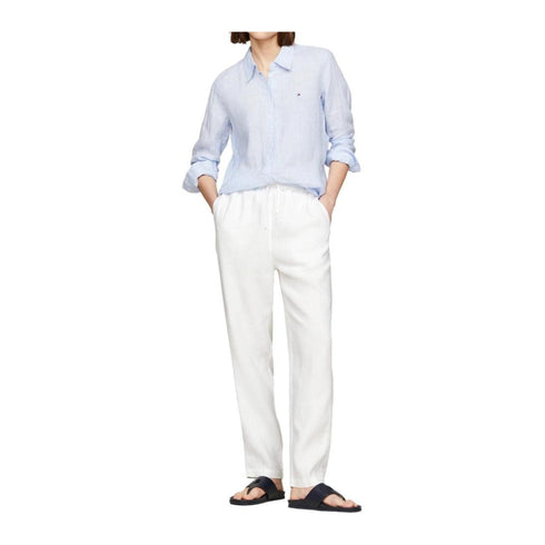 Tommy Hilfiger Pantaloni Pantalone Donna in lino con coulisse Bianco - Francavilla Moda