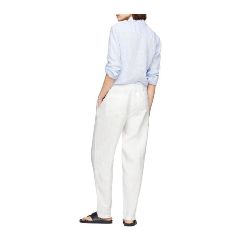 Tommy Hilfiger Pantaloni Pantalone Donna in lino con coulisse Bianco - Francavilla Moda