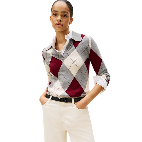 Tommy Hilfiger Polo Polo Donna Argyle in maglia S - Francavilla Moda