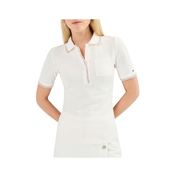 Tommy Hilfiger Polo Polo Donna slim bordi a contrasto Bianco A24 - TOMMY HILFIGERWW42130 - YBH - S - Francavilla Moda
