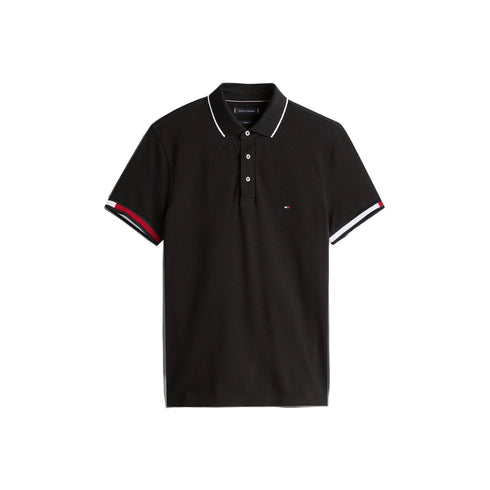 Tommy Hilfiger Polo Polo Uomo Flag Cuff slim fit Black - Francavilla Moda