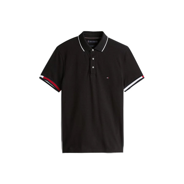 Tommy Hilfiger Polo Polo Uomo Flag Cuff slim fit Black - Francavilla Moda