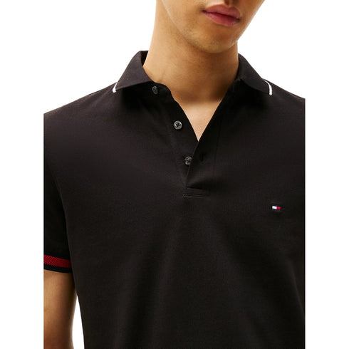 Tommy Hilfiger Polo Polo Uomo Flag Cuff slim fit Black - Francavilla Moda