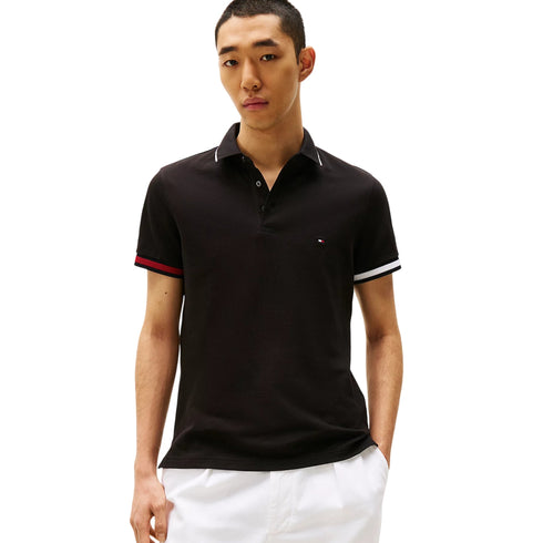 Tommy Hilfiger Polo Polo Uomo Flag Cuff slim fit Black - Francavilla Moda