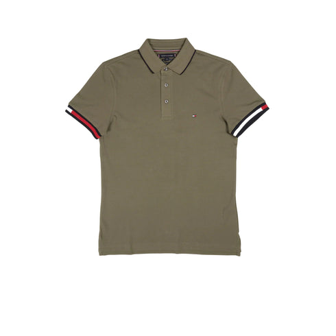 Tommy Hilfiger Polo Polo Uomo Flag Cuff slim fit Battle green P25 - TOMMY HILFIGERMW38458 - PLI - M - Francavilla Moda