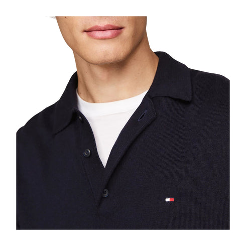 Tommy Hilfiger Polo Polo Uomo in maglia tre bottoni Blu - Francavilla Moda