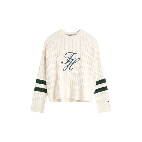 Tommy Hilfiger Pullover Pullover donna relaxed fit in maglia intrecciata TEXTURED GRAPHIC XS - Francavilla Moda