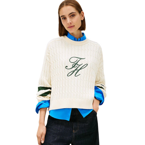 Tommy Hilfiger Pullover Pullover donna relaxed fit in maglia intrecciata TEXTURED GRAPHIC XS - Francavilla Moda