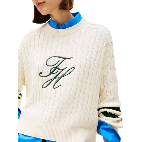 Tommy Hilfiger Pullover Pullover donna relaxed fit in maglia intrecciata TEXTURED GRAPHIC XS - Francavilla Moda