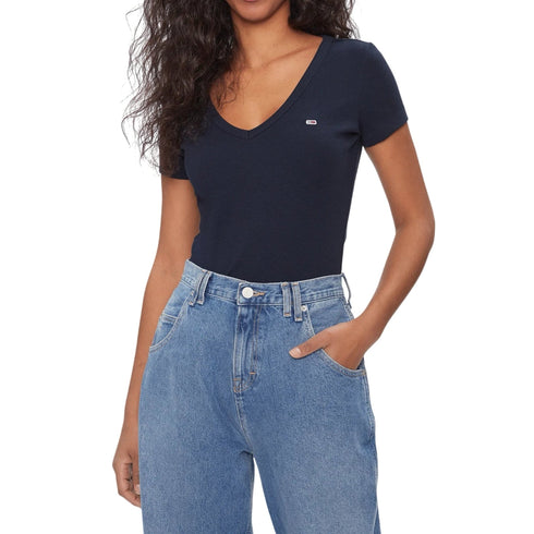 Tommy Hilfiger T-shirt T-shirt Donna Essential slim fit a V XXS P25 - TOMMY JEANSDW17385 - C1G - XXS - Francavilla Moda