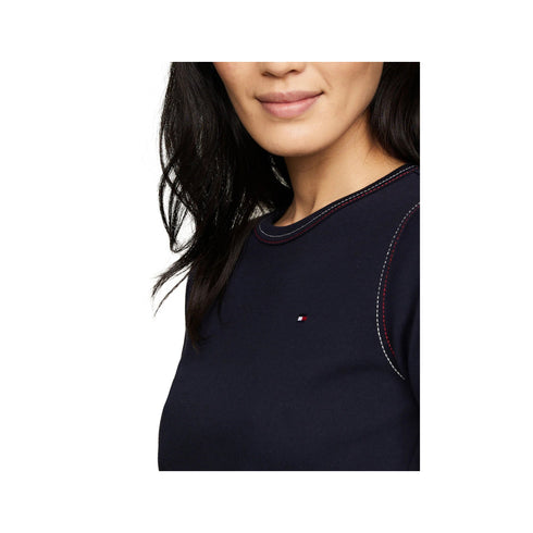 Tommy Hilfiger T-shirt T-shirt Donna impunture a contrasto Blu - Francavilla Moda