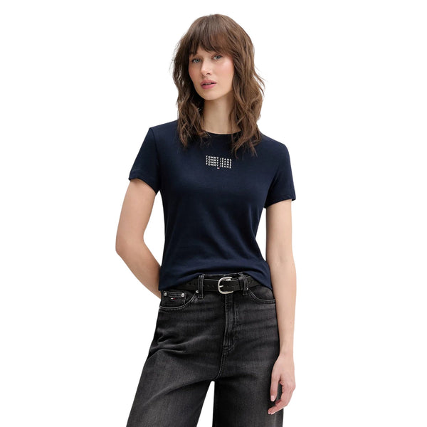 Tommy Hilfiger T-shirt mm T-shirt donna in cotone slim multi linear XS - Francavilla Moda