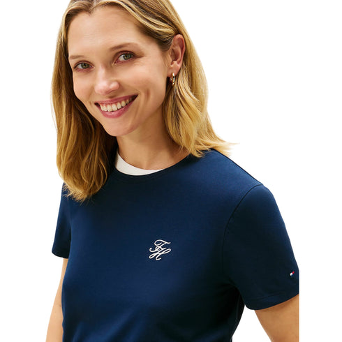 Tommy Hilfiger T-shirt mm T-shirt donna in jersey con logo ricamato XS - Francavilla Moda