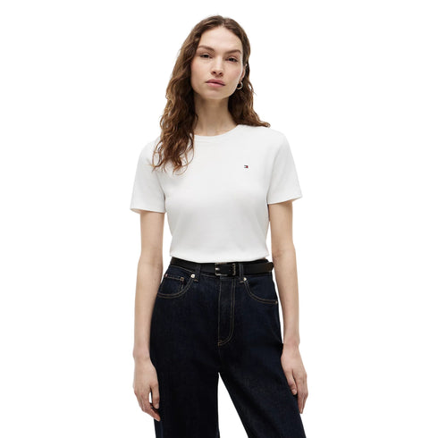 Tommy Hilfiger T-shirt mm T-shirt donna slim fit con bandierina ricamata XS - Francavilla Moda