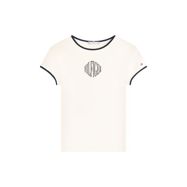 Tommy Hilfiger T-shirt mm T-shirt donna slim fit con bordi a contrasto e logo XS - Francavilla Moda