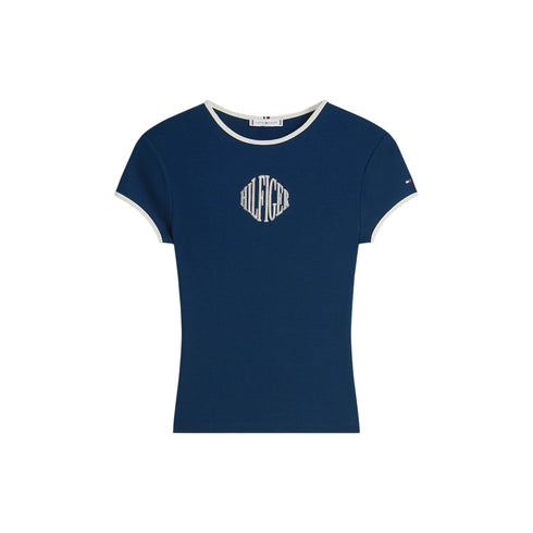 Tommy Hilfiger T-shirt mm T-shirt donna slim fit con bordi a contrasto e logo XS P26-TOMMY HILFIGERWW47881-C1G-XS - Francavilla Moda