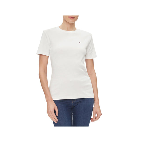 Tommy Hilfiger T-shirt T-shirt Donna slim mezze maniche Bianco A24 - TOMMY HILFIGERWW40587 - YBL - XS - Francavilla Moda