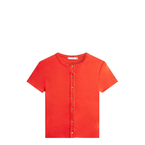 Tommy Hilfiger T-Shirt T-shirt Slim Donna con bottoni dorati frontali S P26-TOMMY HILFIGERWW48709-SNE-S - Francavilla Moda