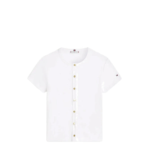 Tommy Hilfiger T-Shirt T-shirt Slim Donna con bottoni dorati frontali S P26-TOMMY HILFIGERWW48709-YBL-S - Francavilla Moda