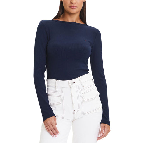 Tommy Hilfiger T-shirt T-shirt slim fit a coste con maniche lunghe XS A25-TOMMY HILFIGERWW47309-C1G-XS - Francavilla Moda