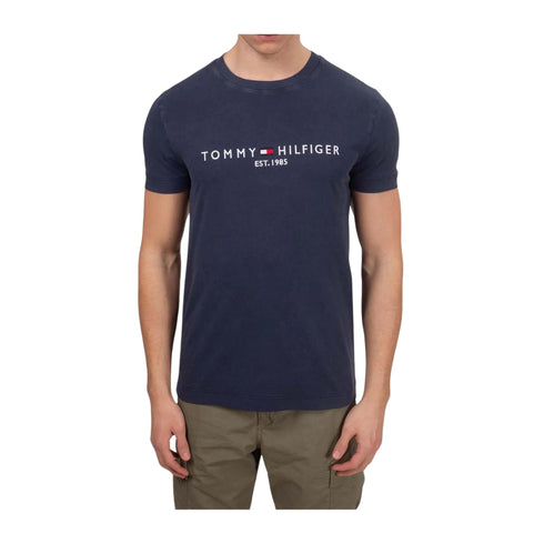 Tommy Hilfiger T-shirt T-shirt Uomo con logo Garment Dye Blu - Francavilla Moda