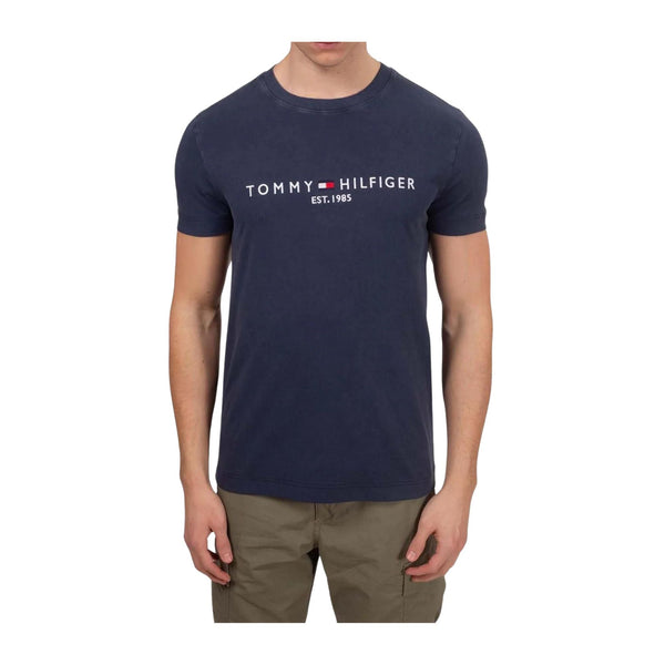 Tommy Hilfiger T-shirt T-shirt Uomo con logo Garment Dye Blu - Francavilla Moda