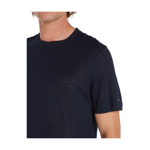 Tommy Hilfiger T-shirt T-shirt Uomo in lino maniche corte Blu - Francavilla Moda