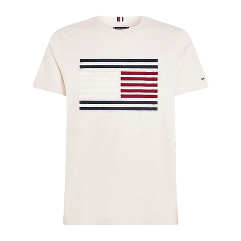 Tommy Hilfiger T - shirt T - shirt Uomo maxi grosgrain flag Latte - Francavilla Moda