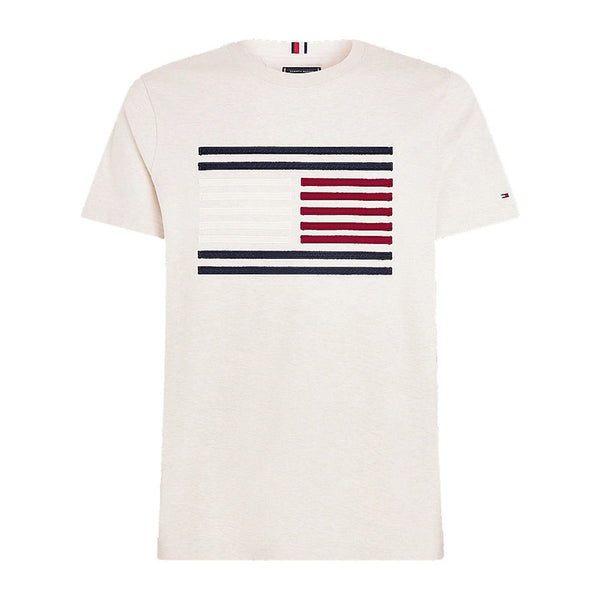 Tommy Hilfiger T - shirt T - shirt Uomo maxi grosgrain flag Latte - Francavilla Moda