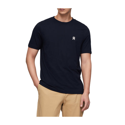 Tommy Hilfiger T - shirt T - shirt Uomo ricamo TH monogram Blu - Francavilla Moda