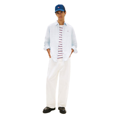 TOMMY JEANS Camicia Camicia Uomo in misto lino S P26-TOMMY JEANSDM0DM22761-YBL-S - Francavilla Moda