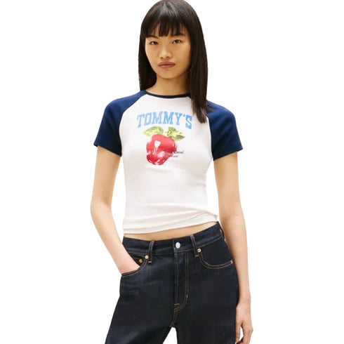 TOMMY JEANS T-Shirt T-shirt Donna Slim con stampa frontale XS - Francavilla Moda