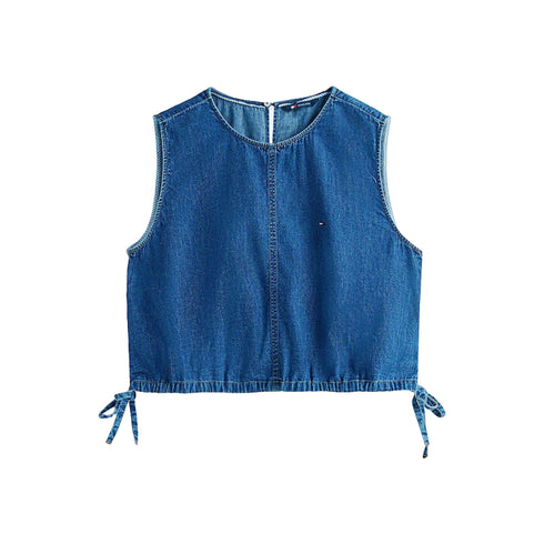TOMMY JEANS Top Top Donna in denim con laccetti XS - Francavilla Moda