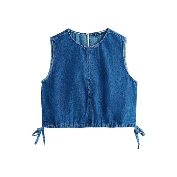 TOMMY JEANS Top Top Donna in denim con laccetti XS - Francavilla Moda