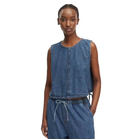 TOMMY JEANS Top Top Donna in denim con laccetti XS - Francavilla Moda