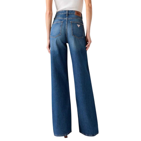 Jeans Donna Bellagio, in denim di cotone, con logo posteriore e vita alta