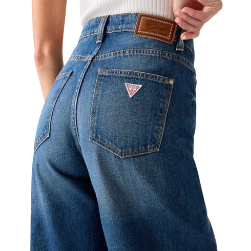 Jeans Donna Bellagio, in denim di cotone, con logo posteriore e vita alta