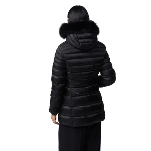 Piumino Donna Mead Fur lungo, con inserti in pelliccia ed impunture orizzontali