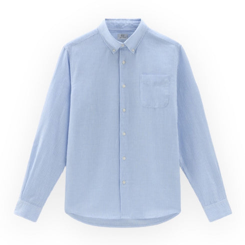 Woolrich Camicia Camicia Uomo Button Down Linen Bianco celeste - Francavilla Moda