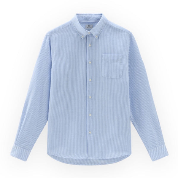 Woolrich Camicia Camicia Uomo Button Down Linen Bianco celeste - Francavilla Moda